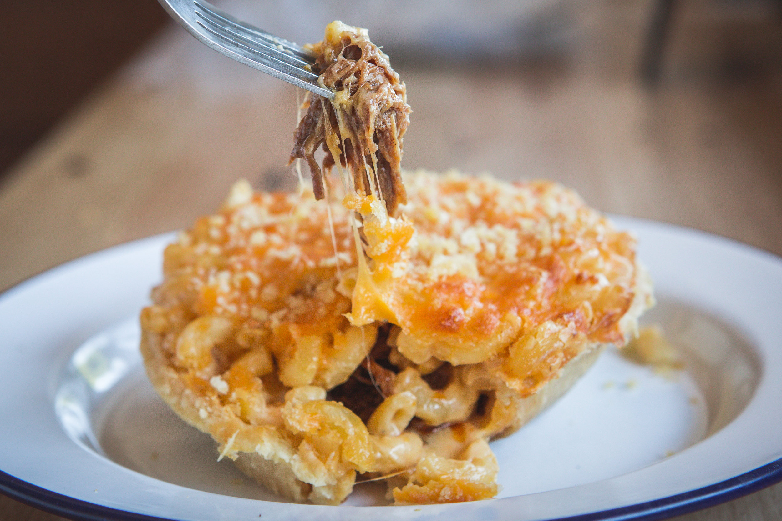 pork pie with mac and cheese