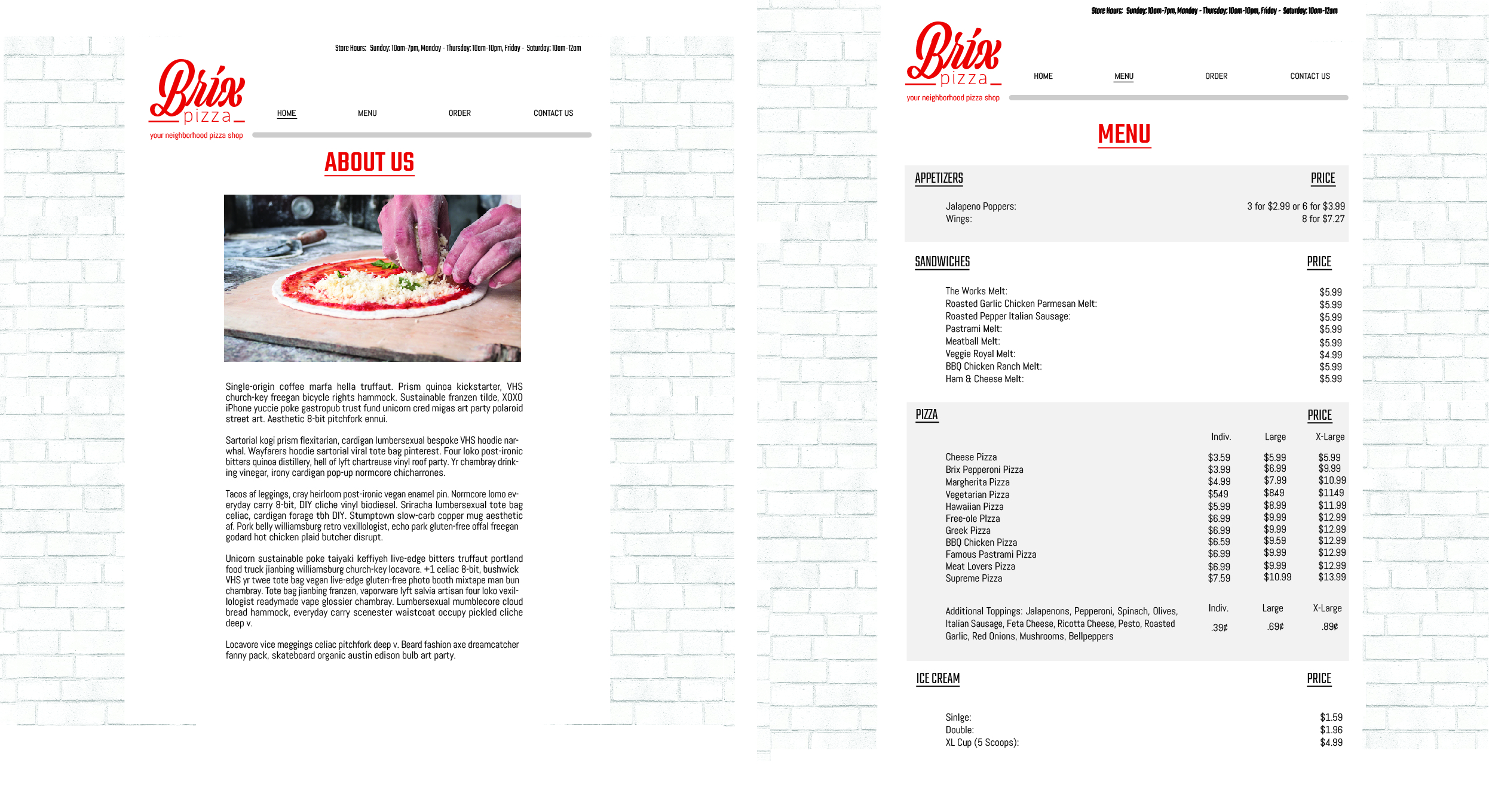 Homepage/Menu for Brix via web