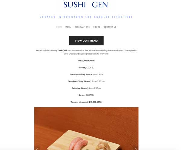 Sushi Gen website