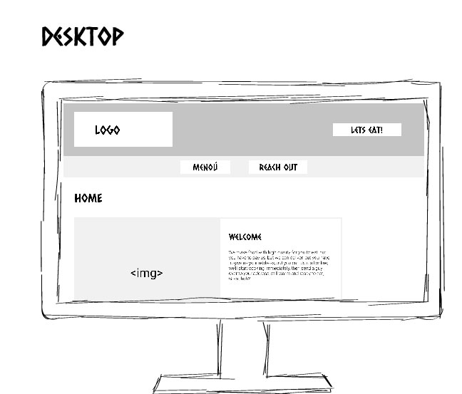 Desktop Home page sketch Mockup
