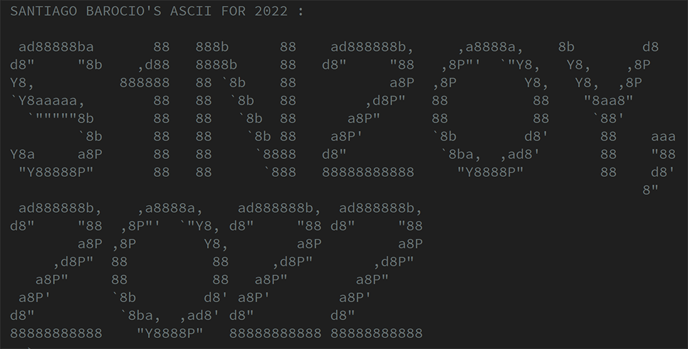 Santiago Barocio's ASCII for 2022