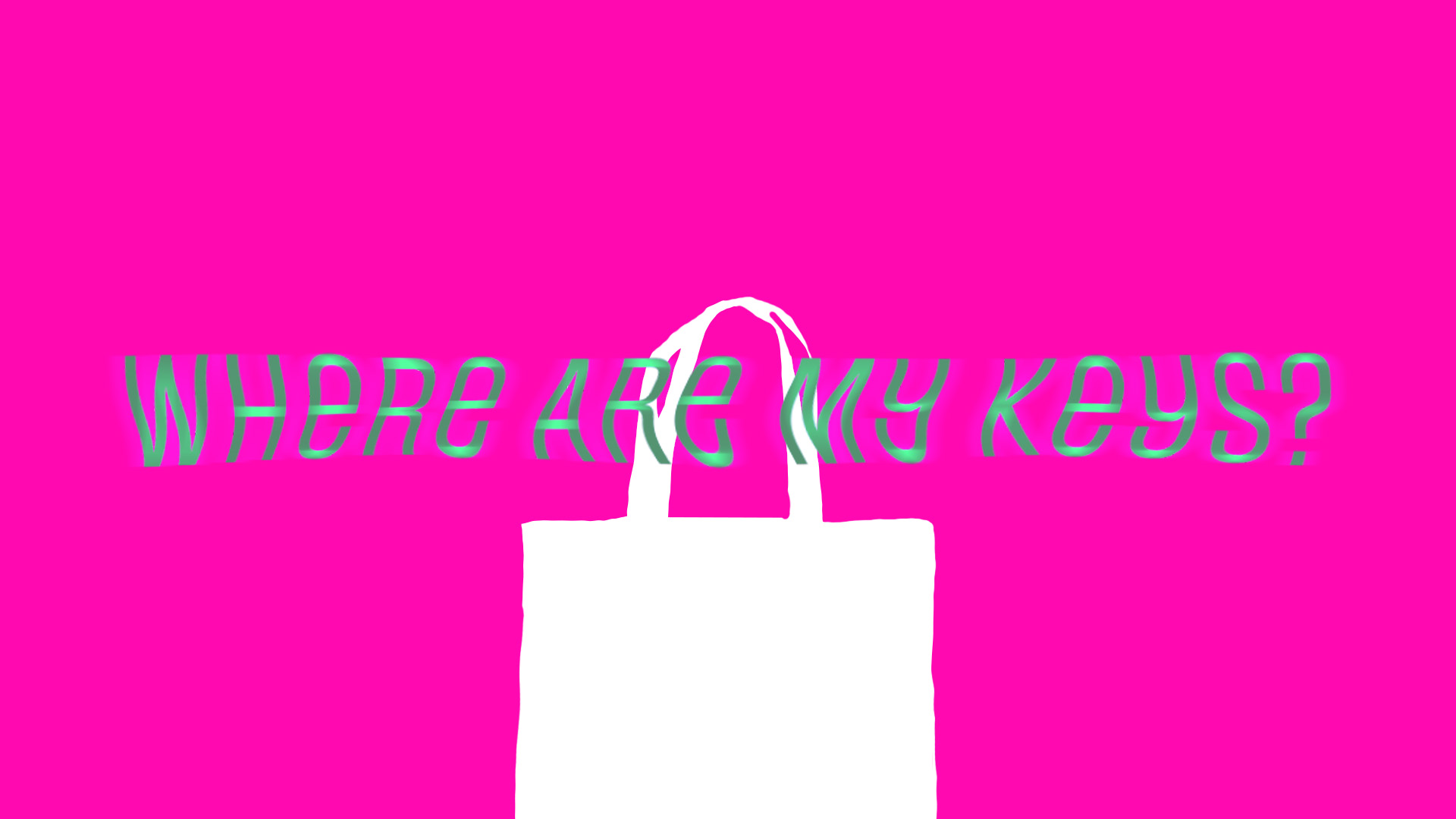 white tote bag against a bright pink background with the text where are my keys