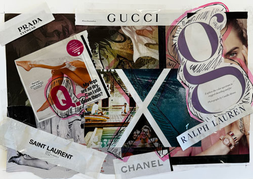 A collage of brand logos and my personal brand inbeaded into collage